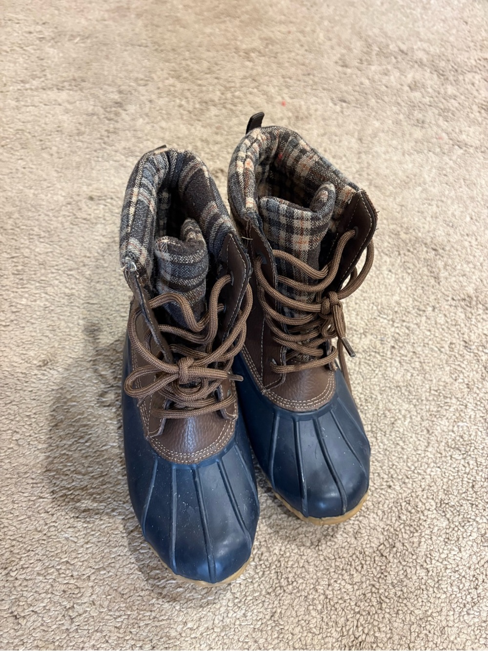KBrown & Navy Waterproof Winter Boots